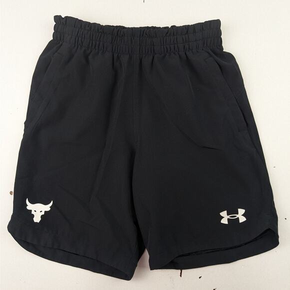 Under Armour Black Project Rock Woven Quik Dry Shorts - Youth Small - Picture 1 of 4
